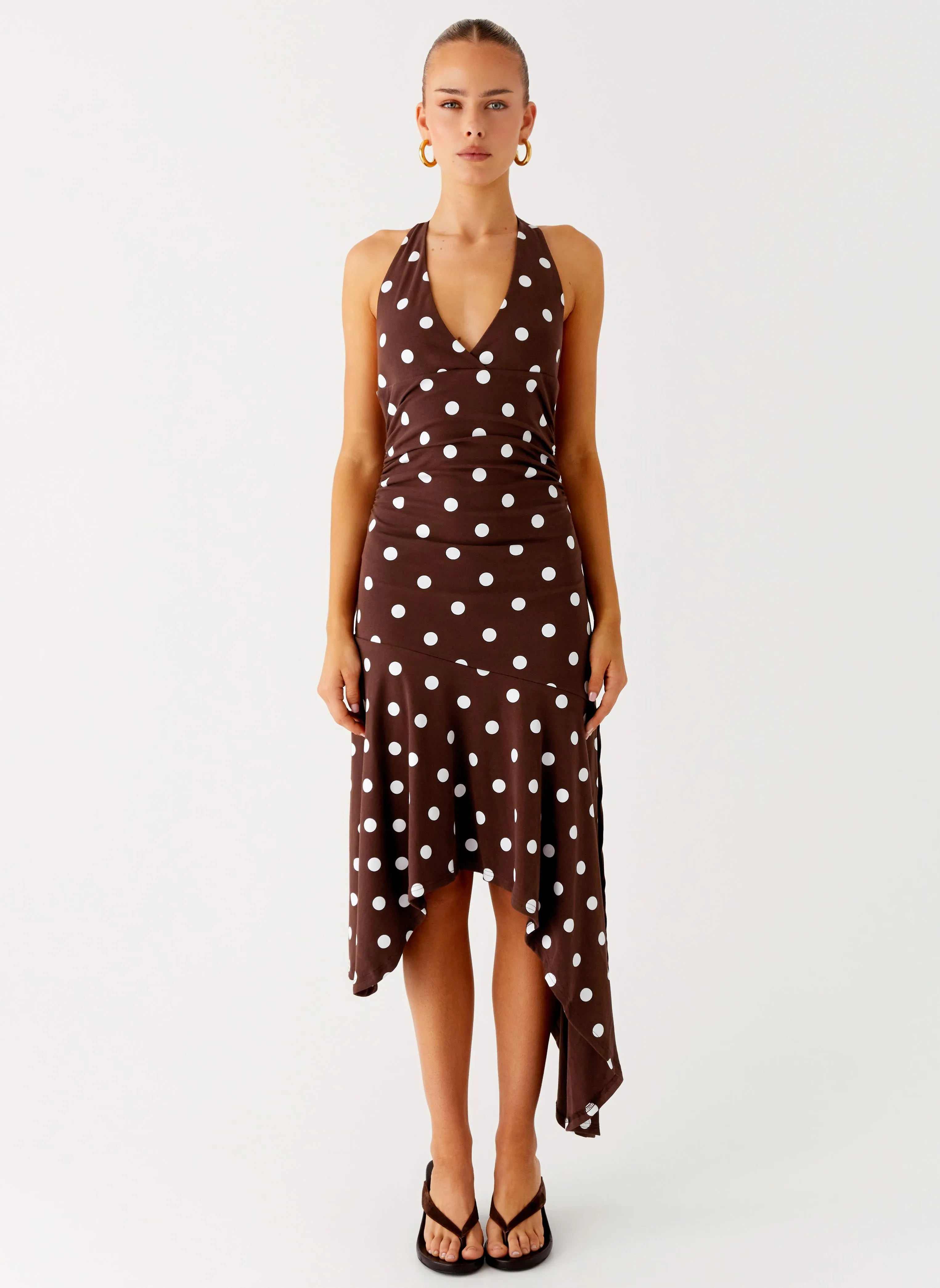 Keylani Halter Midi Dress - Chocolate Fitted Shape