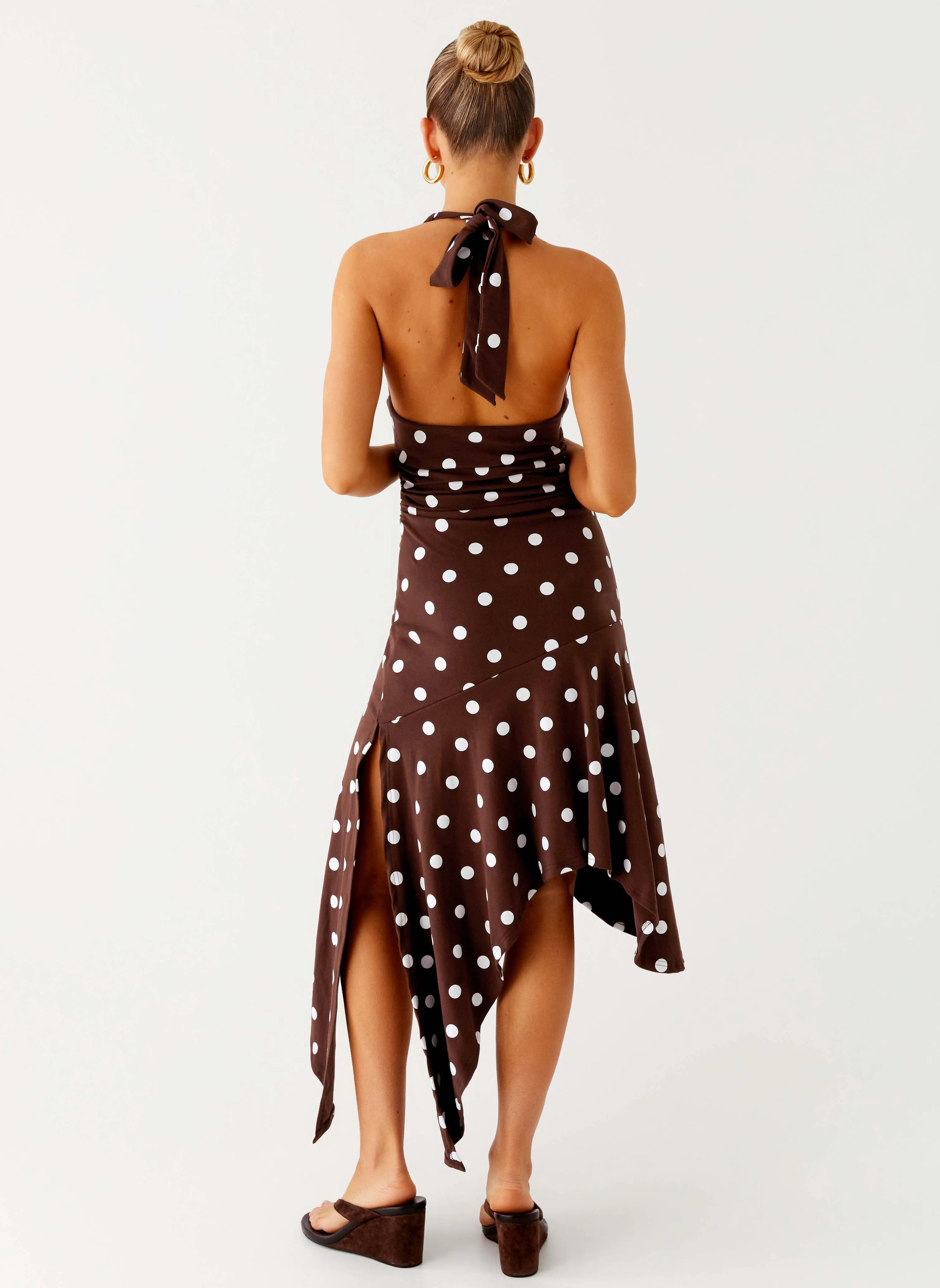 Keylani Halter Midi Dress - Chocolate Pre Shrunk Cotton Blend