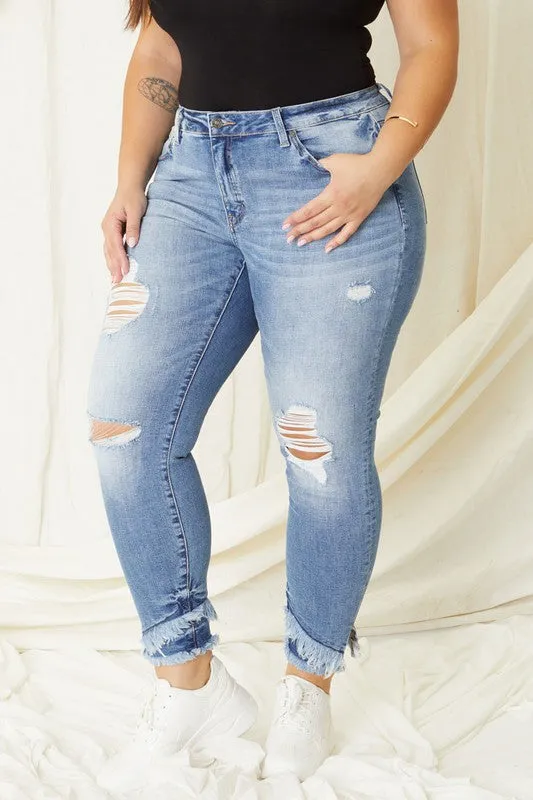 Kia Plus Mid Rise Ankle Skinny Jeans