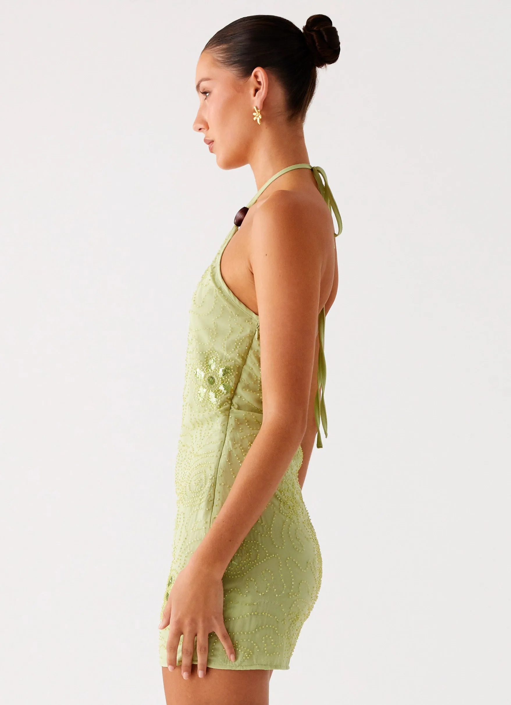 Kiara Beaded Mini Dress - Mint Quick Dry Technology