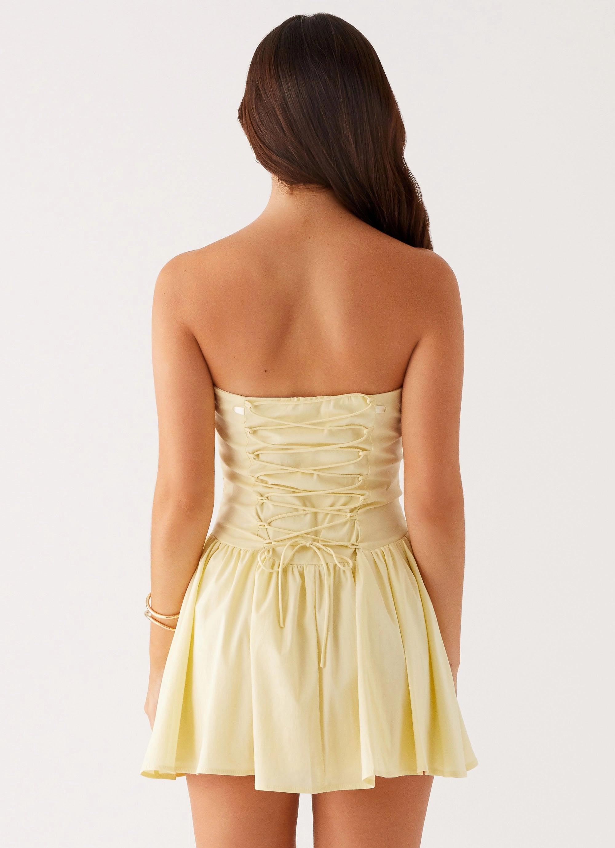 Tulle Flow Kienna Strapless Mini Dress - Yellow