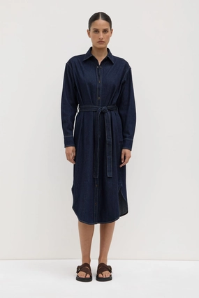 Kiera Recycled Denim Midi Shirt Dress Neutral Tones Casual weekend dress Romantic Vibes Kiera Recycled Denim Midi Shirt Dress