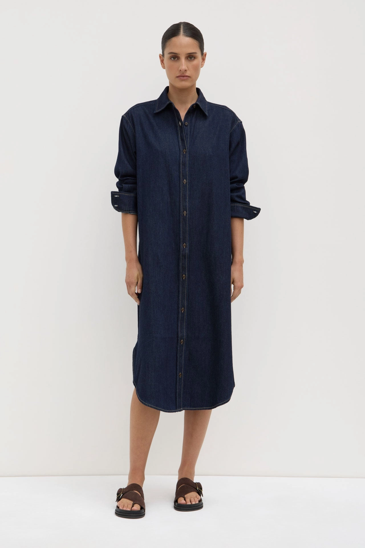 Bold Elegance Kiera Recycled Denim Midi Shirt Dress