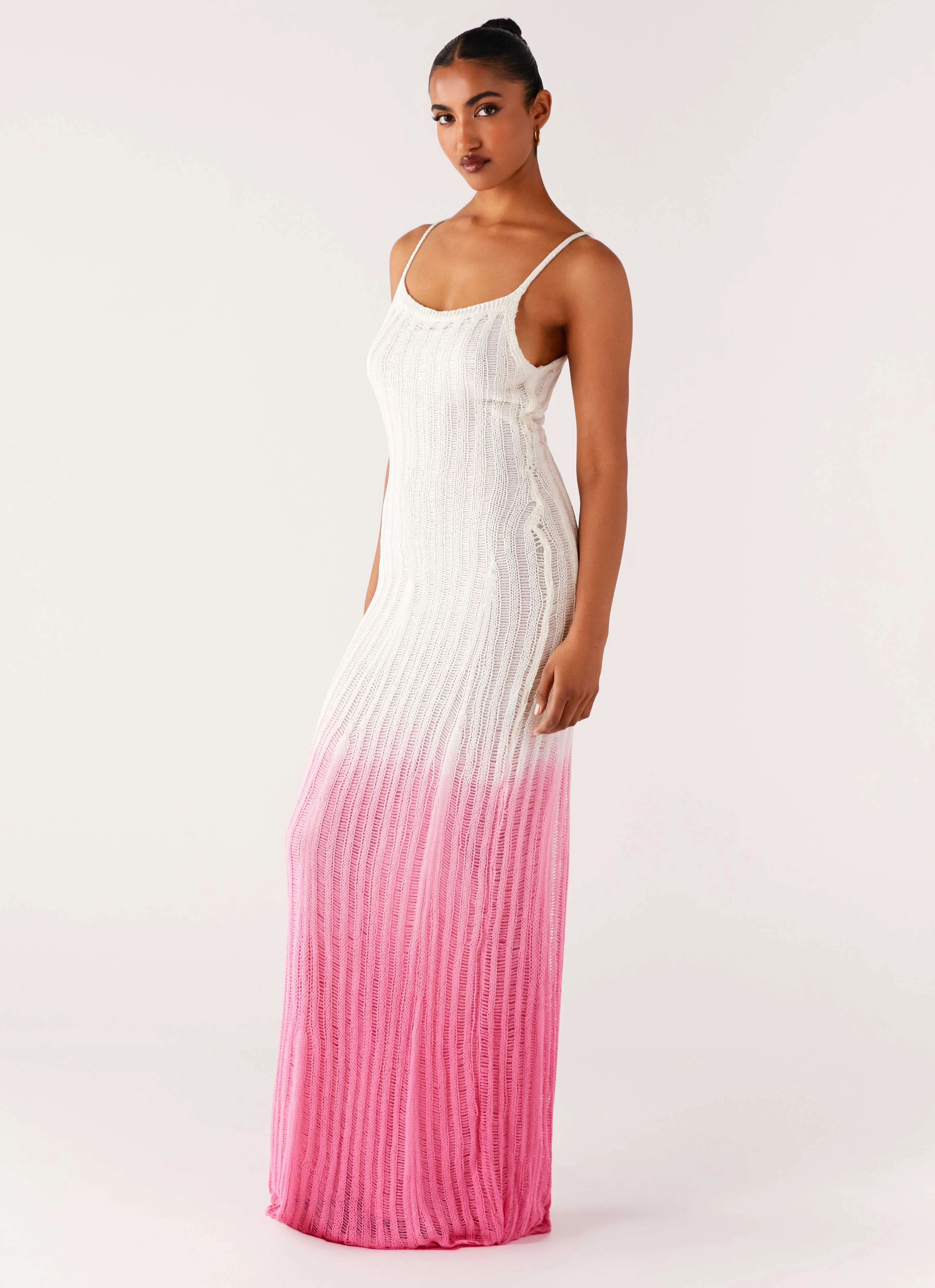 Kiki Maxi Dress - Pink Ombre Romantic Bloom Shiny Zip