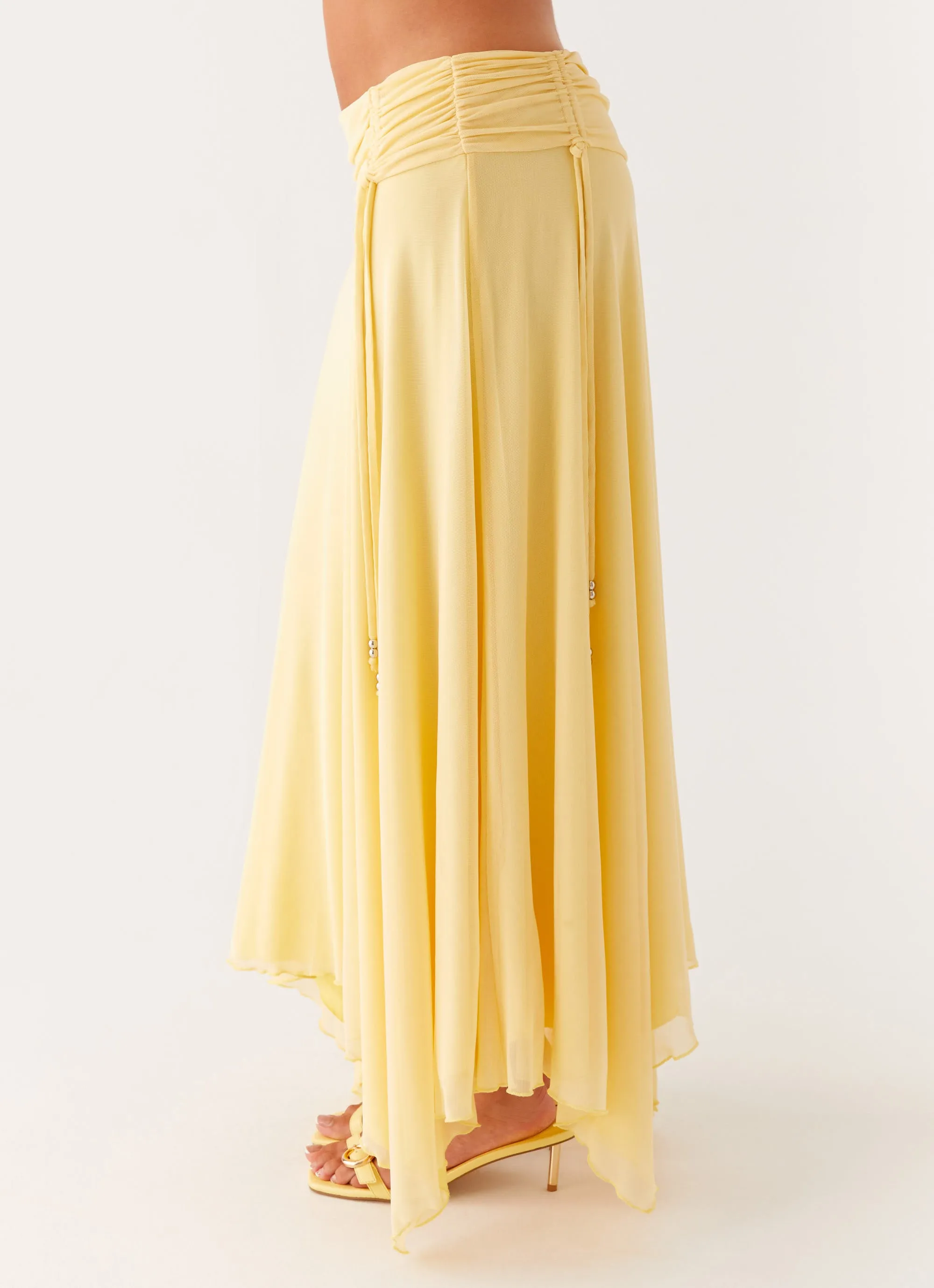 Neutral Tones Breezy Outfit Kirrabilli Midi Skirt - Yellow