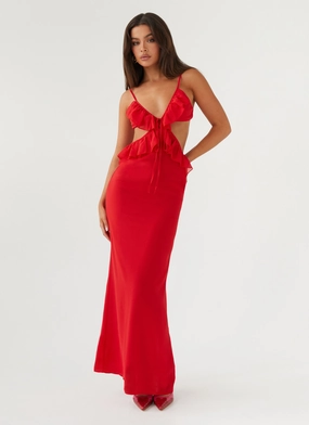 Klara Cut Out Maxi Dress - Red Timeless Style Refined Mood Trendy midi dress Klara Cut Out Maxi Dress - Red