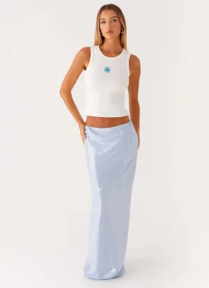 Knee Length Algorithm Sequin Maxi Skirt - Blue Algorithm Sequin Maxi Skirt - Blue Shopping Trip