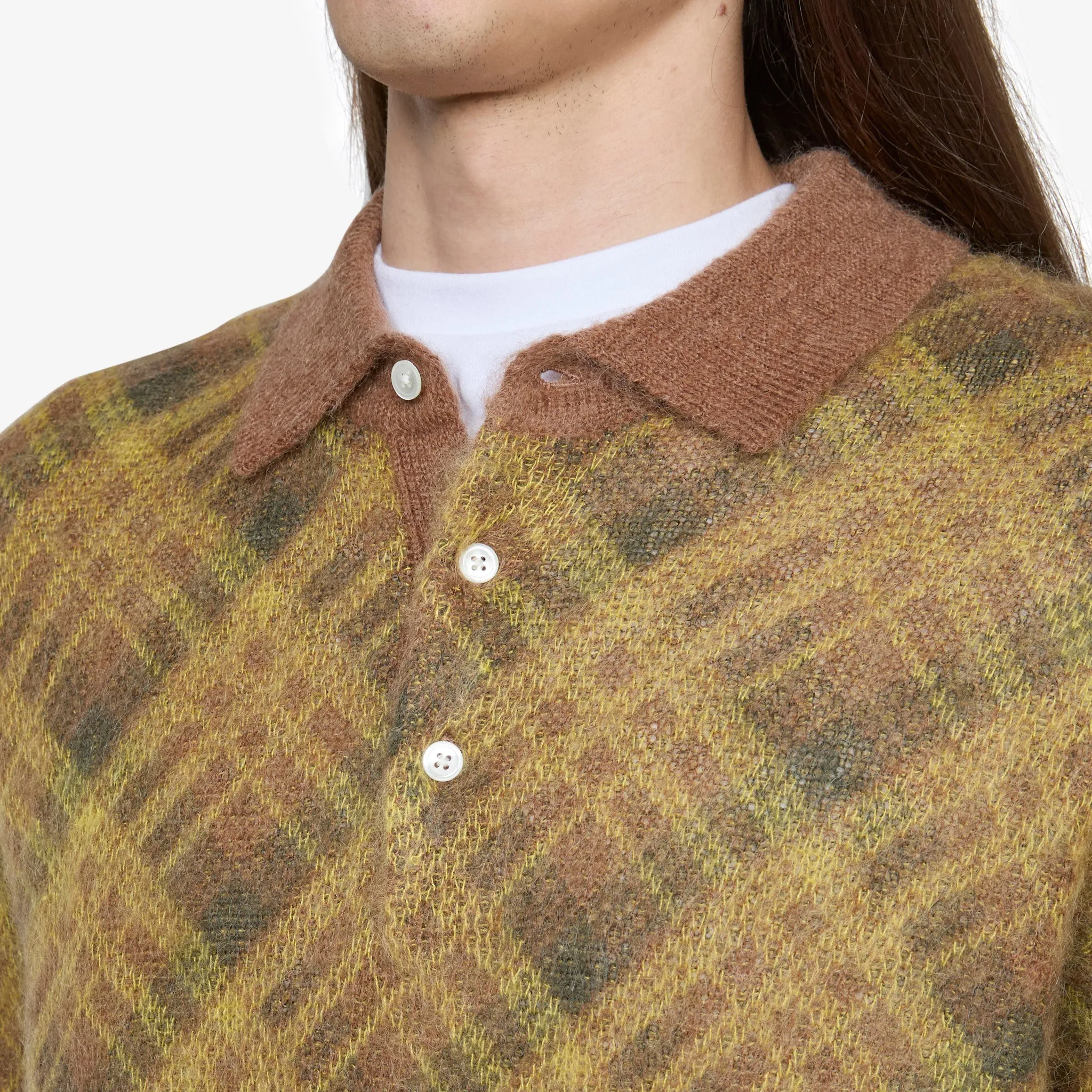 Knit Polo Stripe Brown