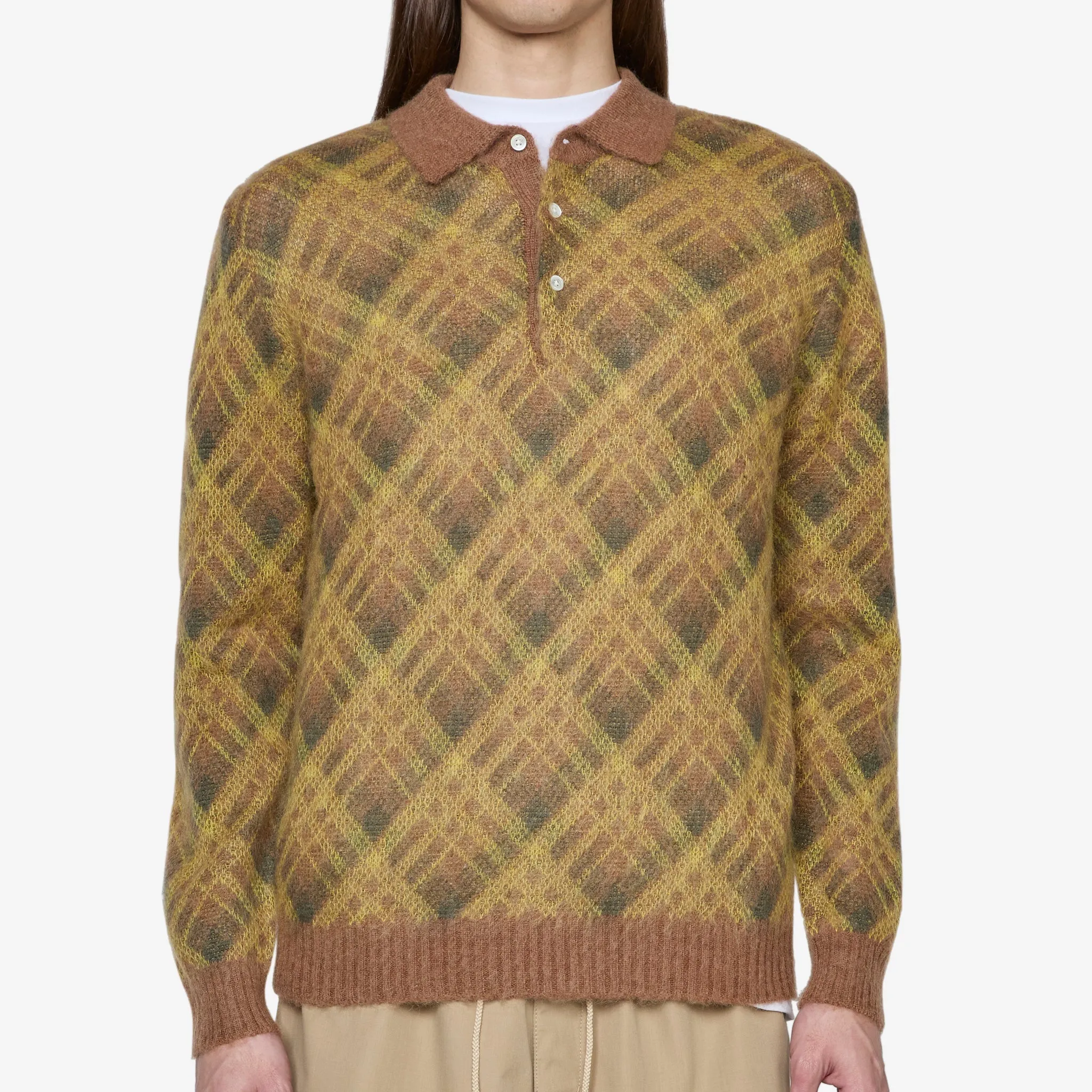Knit Polo Stripe Brown
