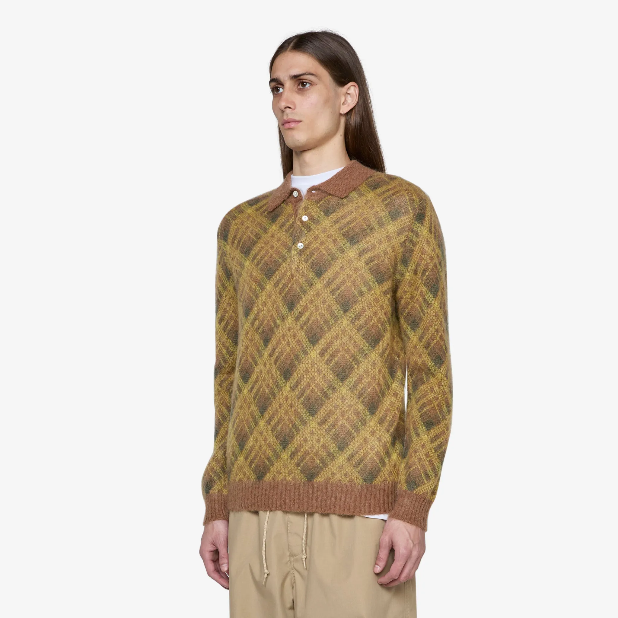 Knit Polo Stripe Brown