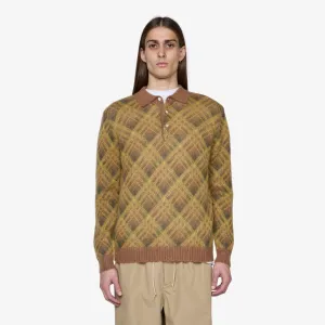 Knit Polo Stripe Brown