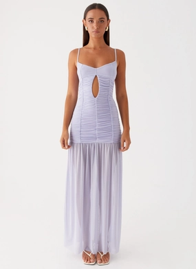 Light Sheen Dainty Finish Constance Mesh Maxi Dress - Lavender