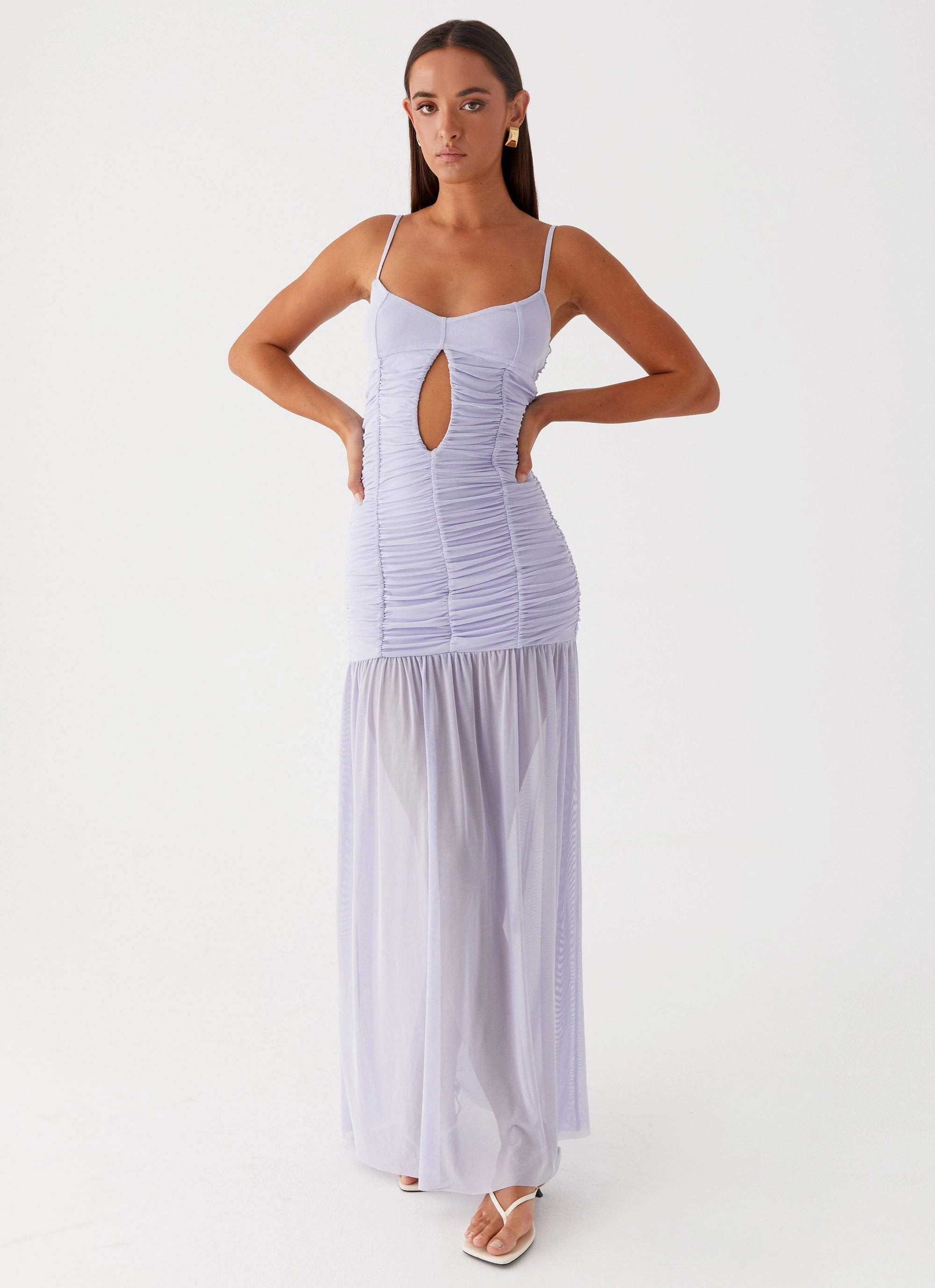 Tiered Skirt Constance Mesh Maxi Dress - Lavender