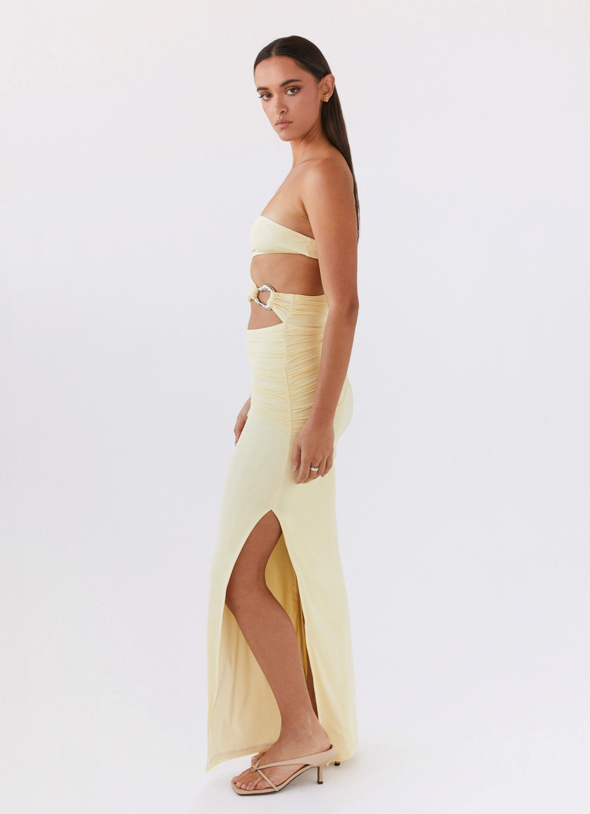 Into Pieces Mesh Maxi Dress - Lemon Vibe Choice