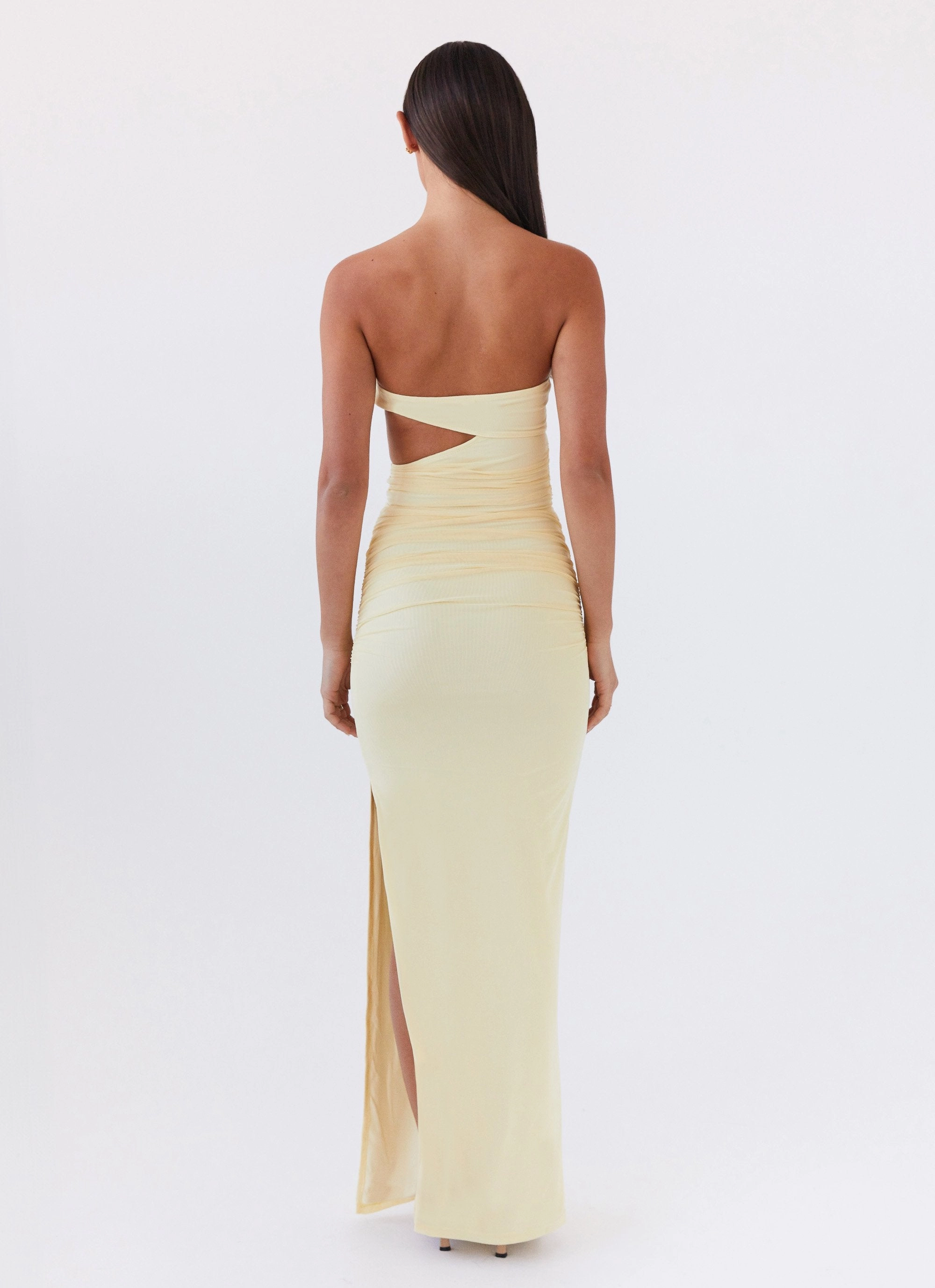 Wool-Blend Winter Classic Into Pieces Mesh Maxi Dress - Lemon