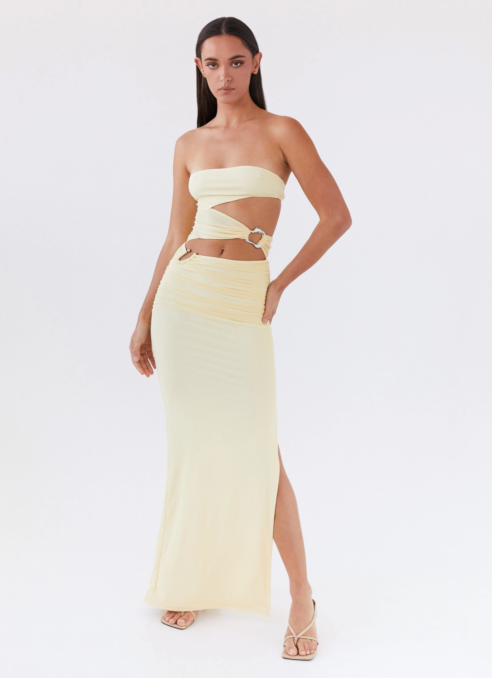Into Pieces Mesh Maxi Dress - Lemon Chic Layered Wear