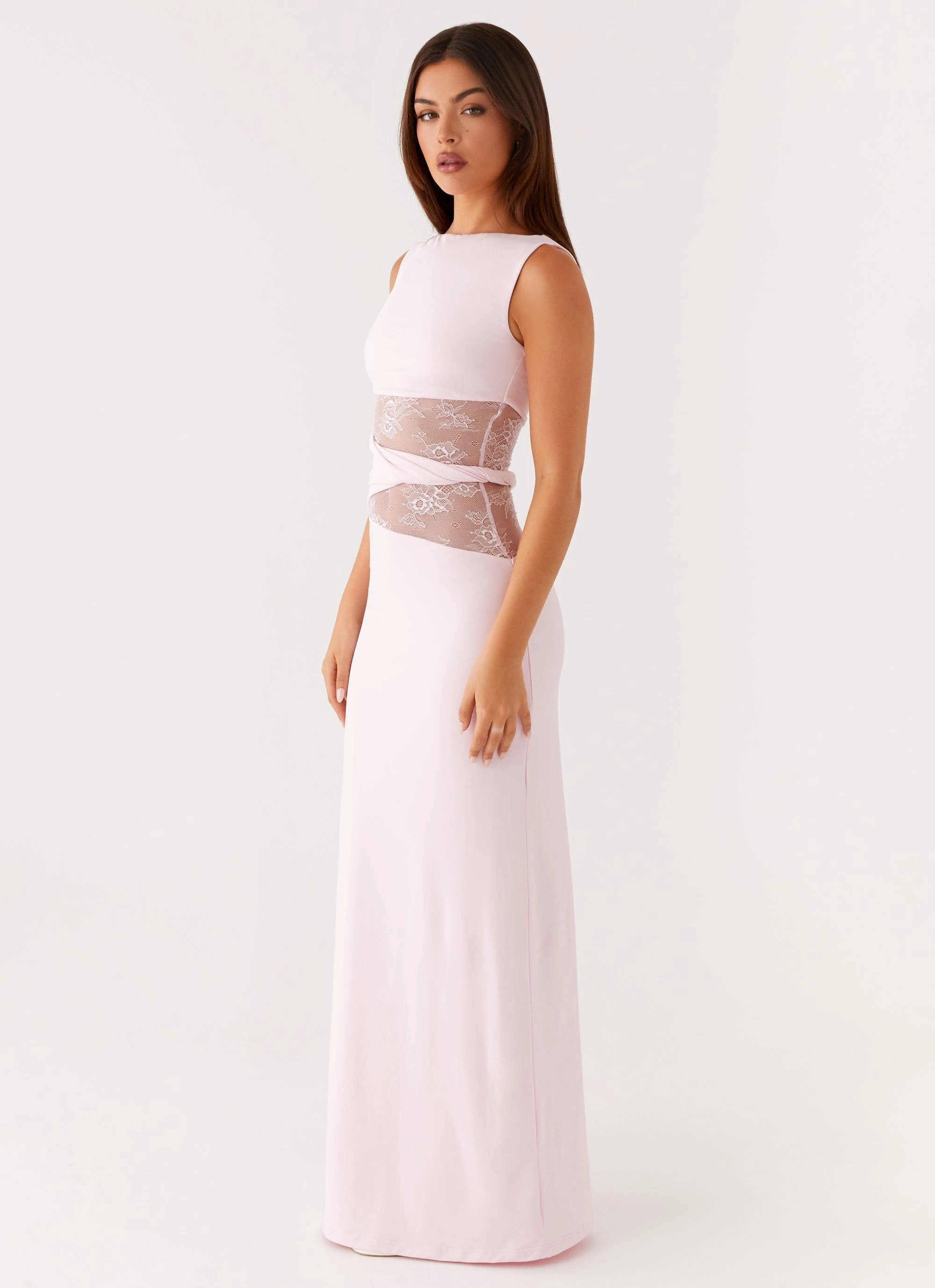 hypoallergenic Elastic-Cuff Karma Maxi Dress - Pink