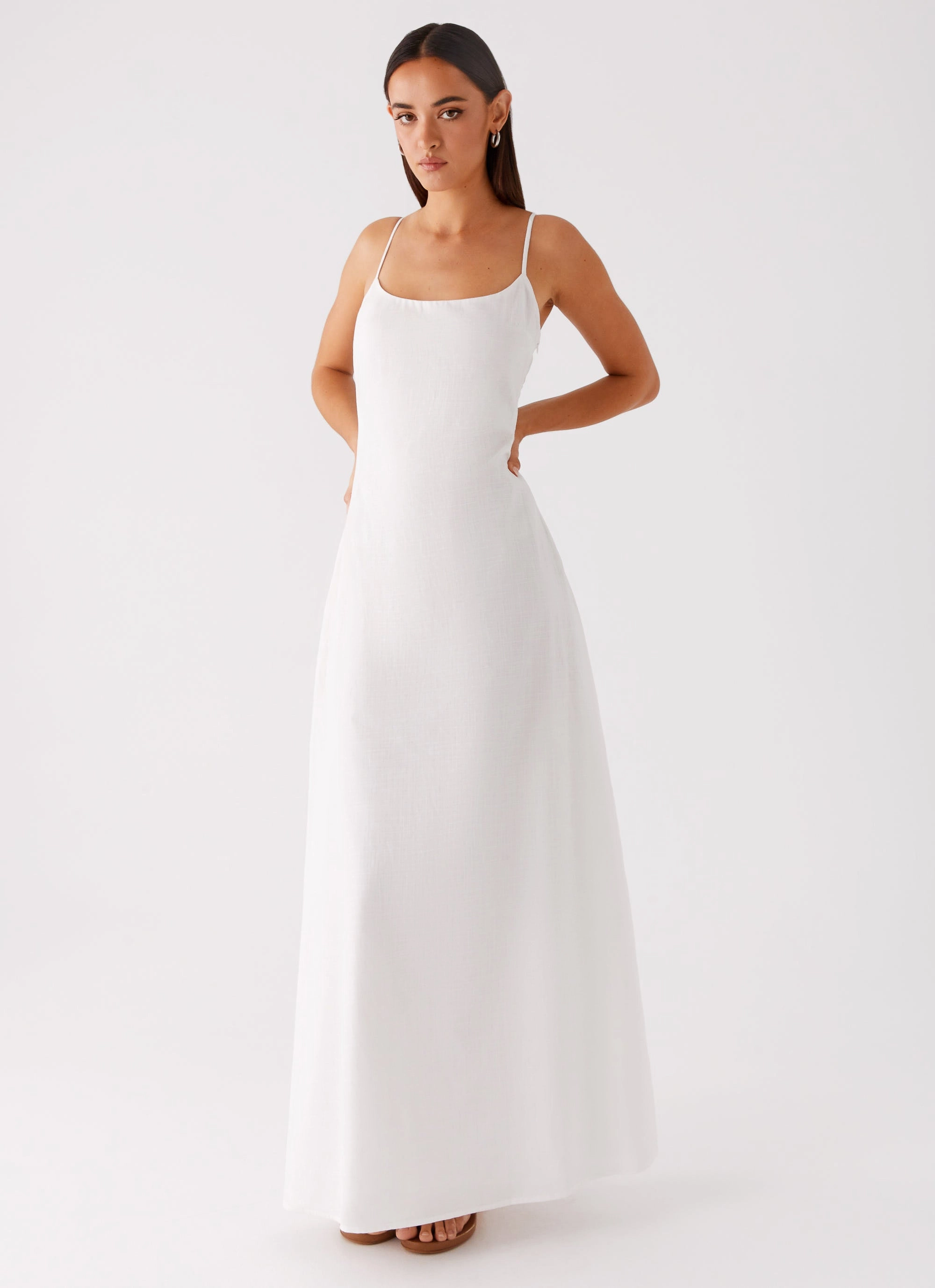 Office Layer Fashionable Style Madeleine Scoop Neck Maxi Dress - Off White