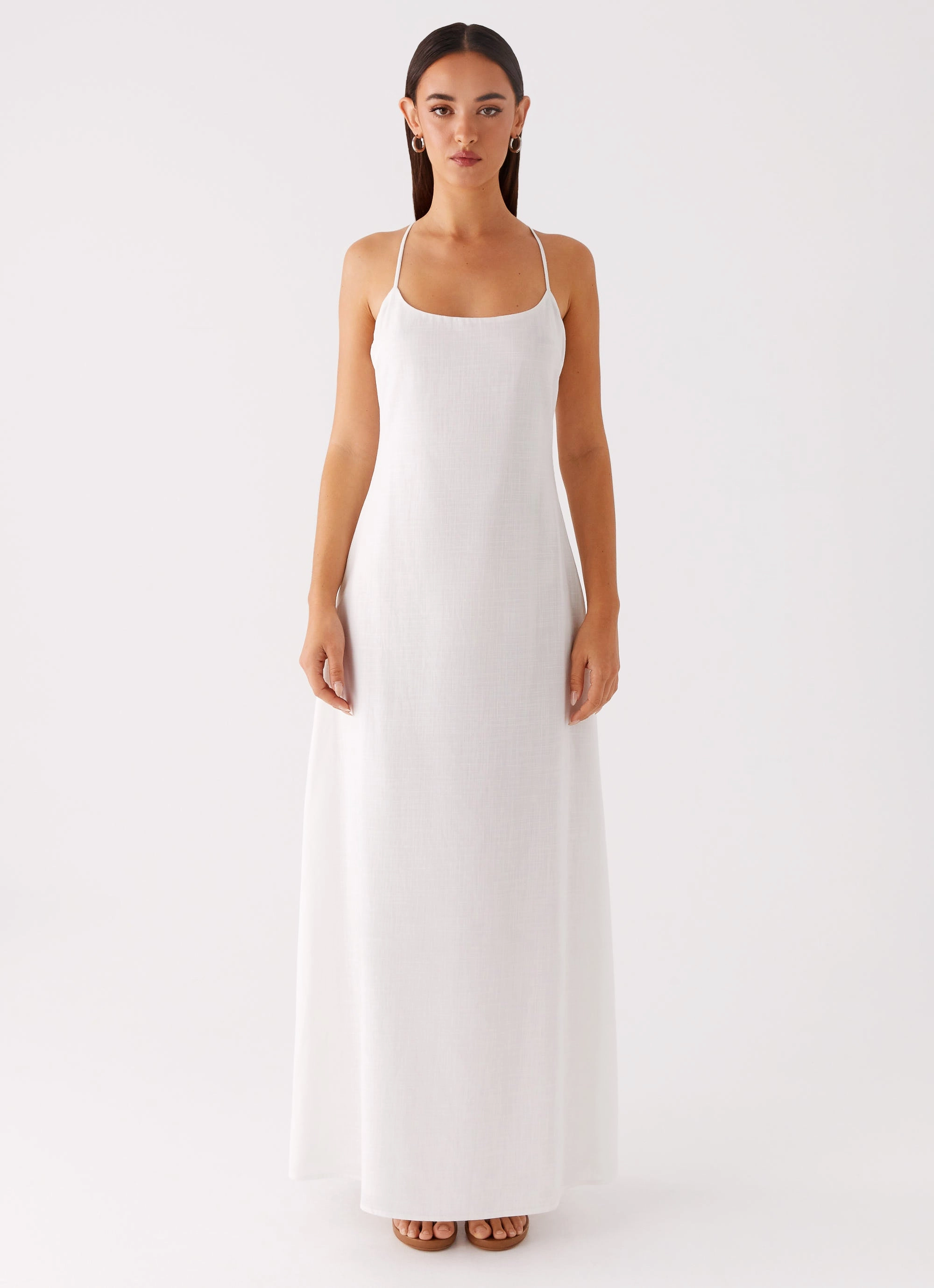 Brunch Glow Sleek Outline Madeleine Scoop Neck Maxi Dress - Off White