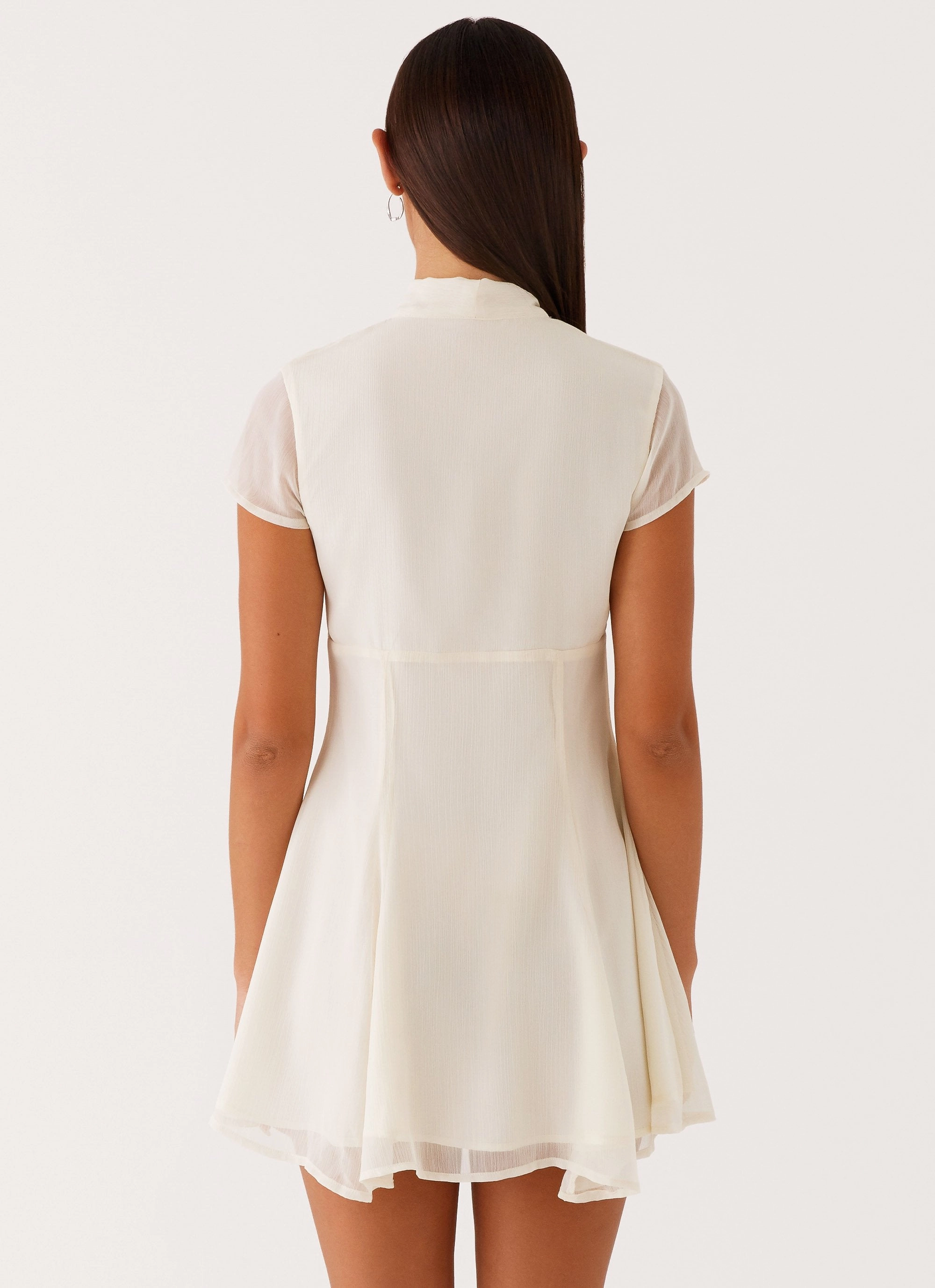 Karling Mini Dress - Ivory Fit Waist
