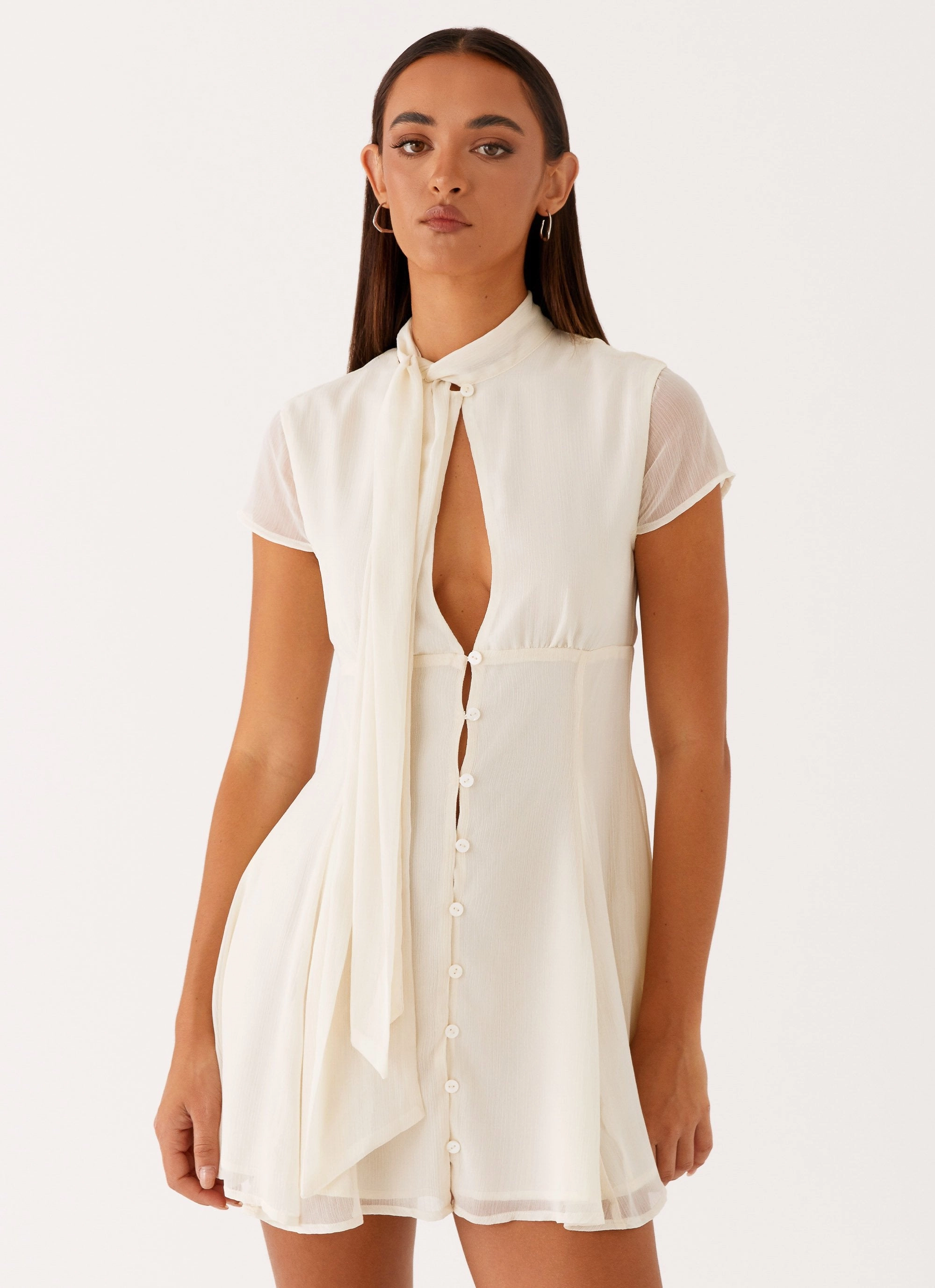 Karling Mini Dress - Ivory Easy Flow Edge Shape