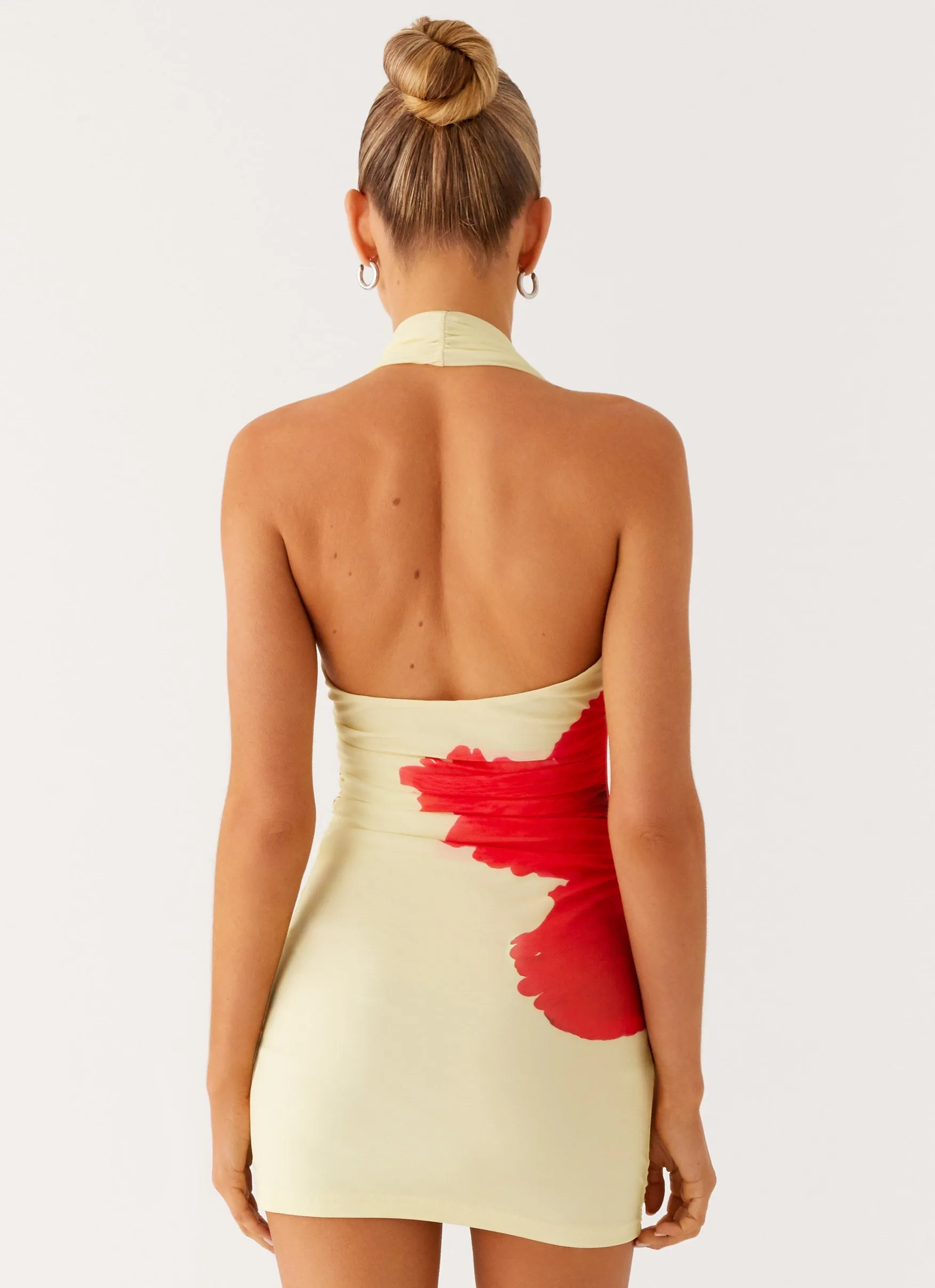 Know You Better Mini Dress - Scarlet Floral Ribbed Trim