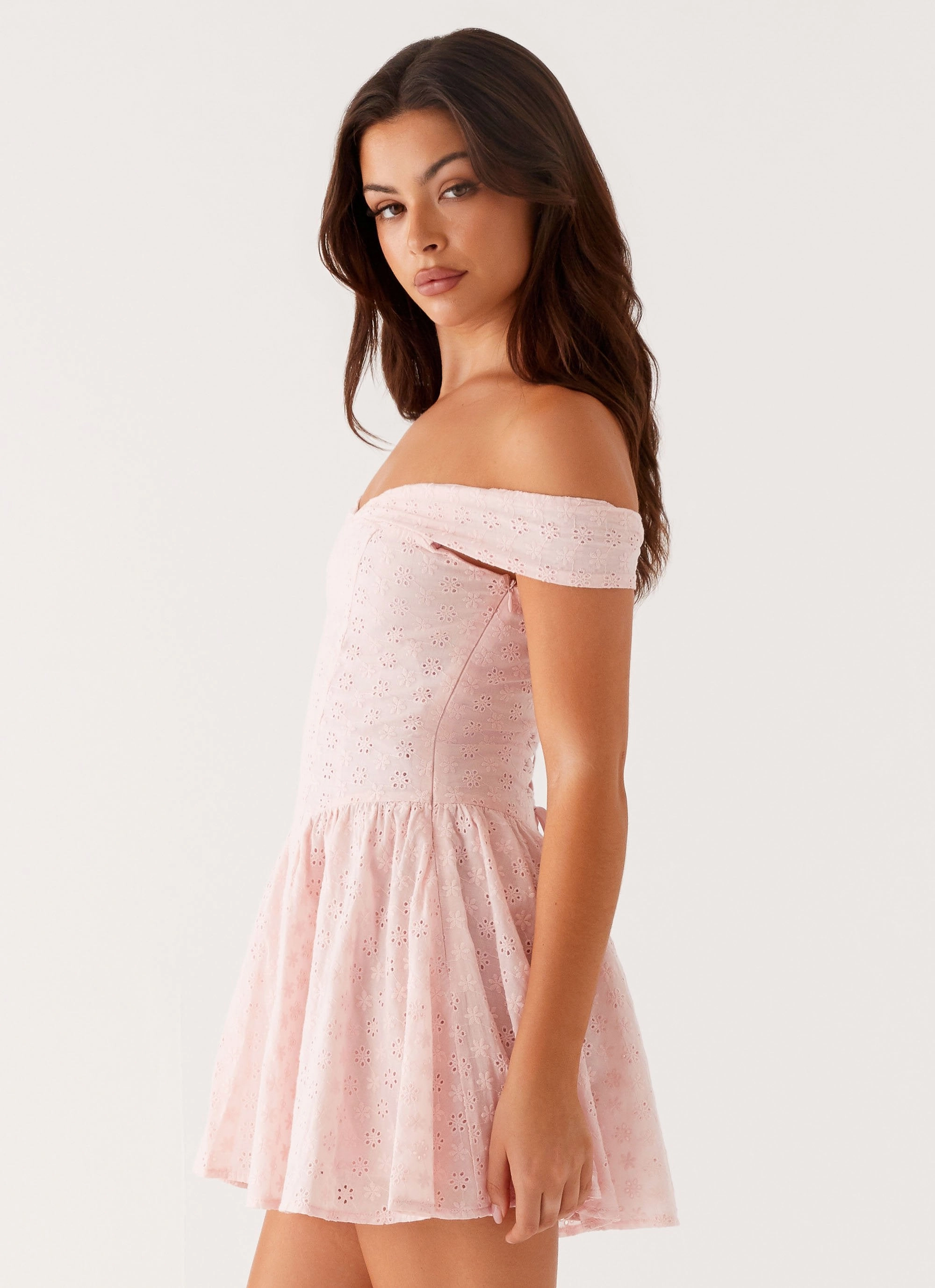 Koa Off Shoulder Mini Dress - Peach Perfect Layers Sharp Mood