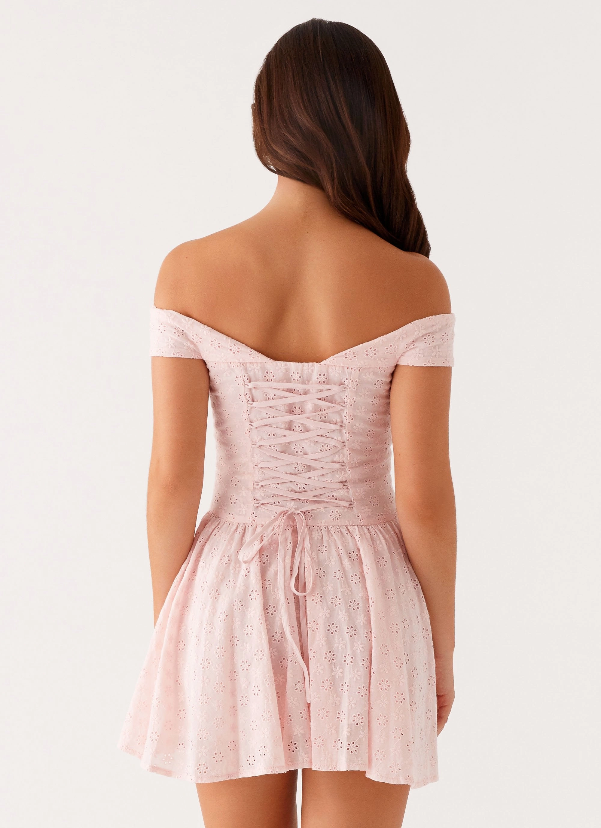 Koa Off Shoulder Mini Dress - Peach Bright-Hue Summer Friendly