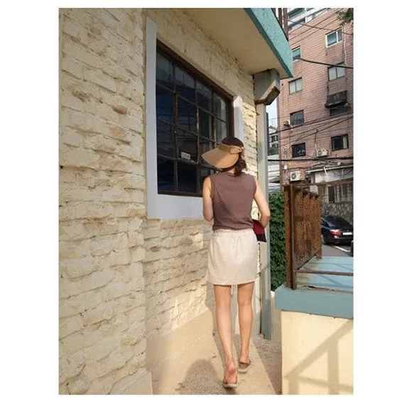Korean Slim Look Casual Cotton Blend Skirt Line A-Line All-Matching Hip Flattering Women Skirt