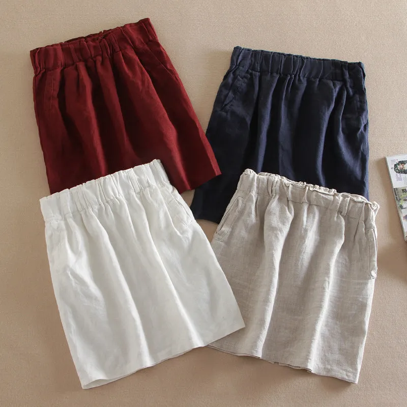 Korean Slim Look Casual Cotton Blend Skirt Line A-Line All-Matching Hip Flattering Women Skirt