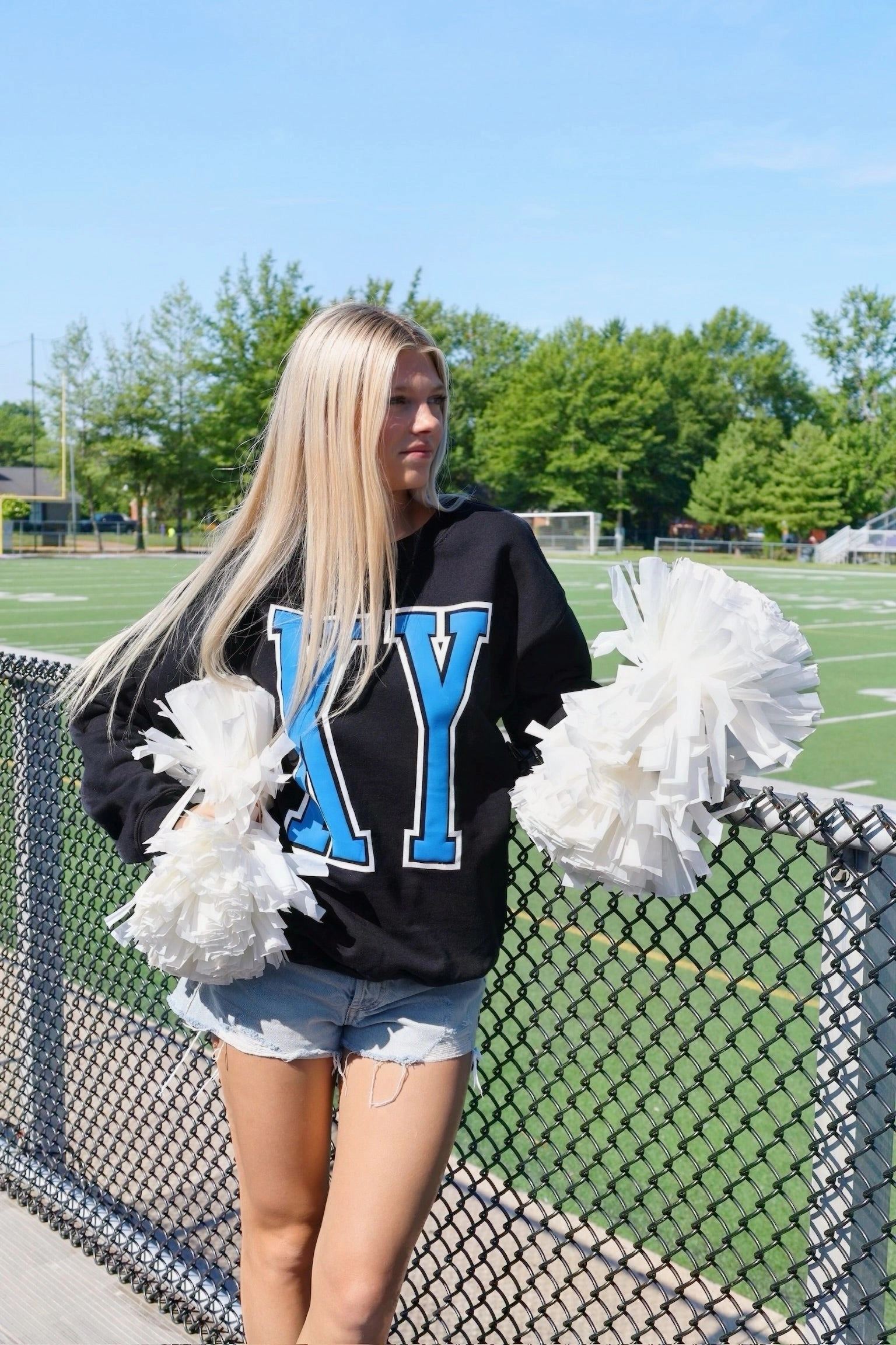 KY Puff Glitter Sweatshirt Water Repellent Finish GarmentWashed Texture