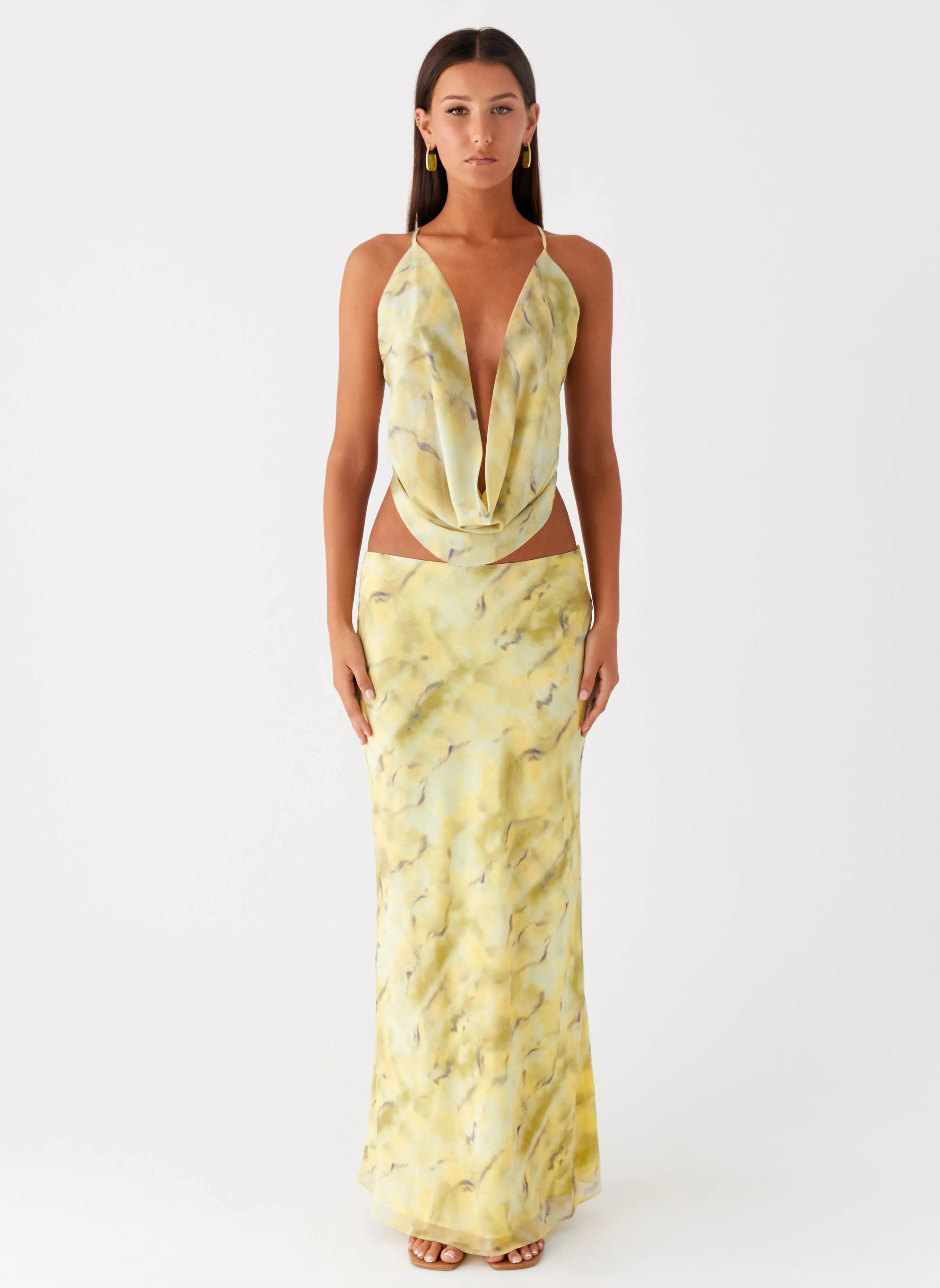 Light Outfit Kylo Low Rise Maxi Skirt - Yellow Tie Dye
