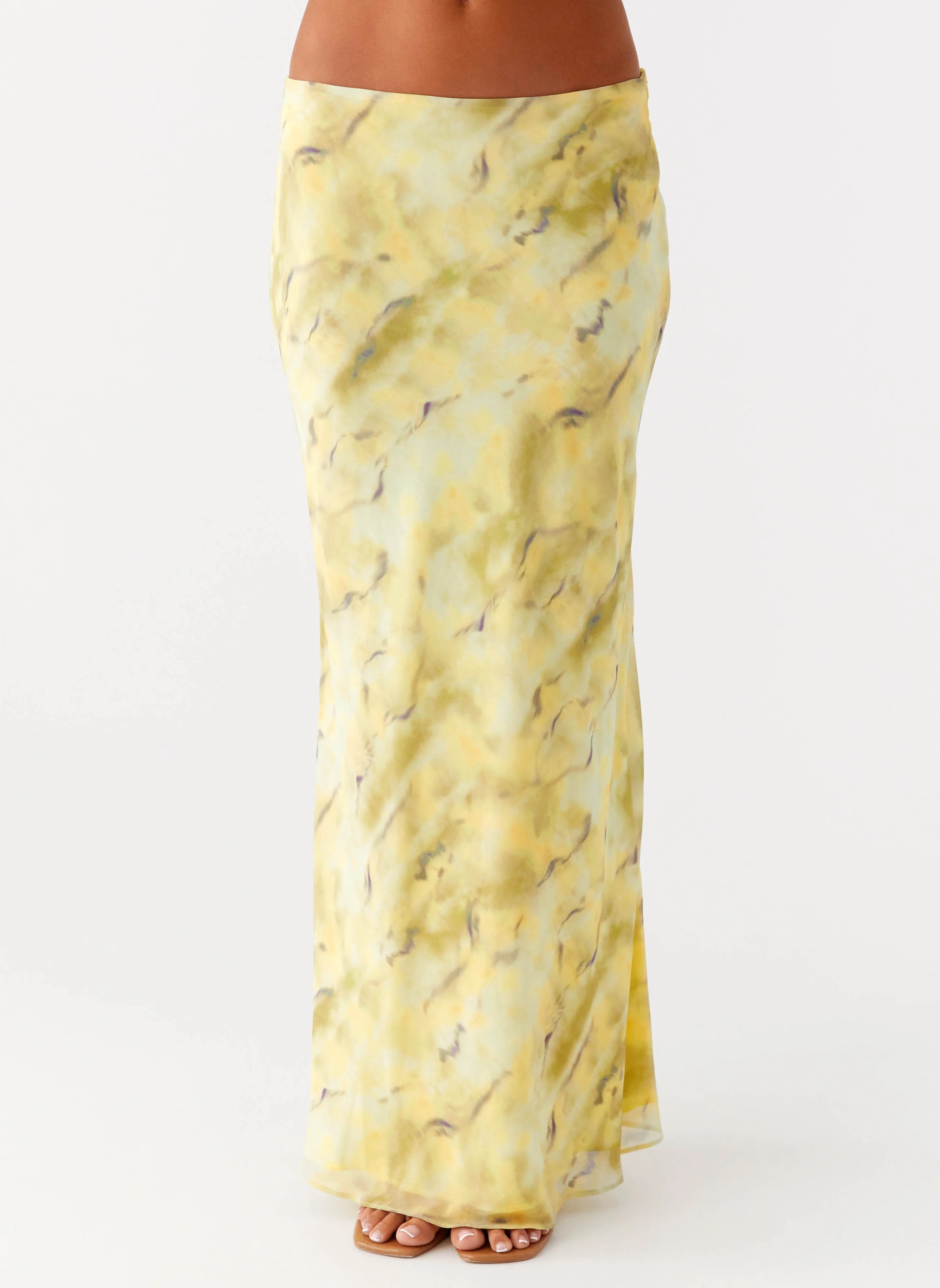 Comfortable Motion Kylo Low Rise Maxi Skirt - Yellow Tie Dye