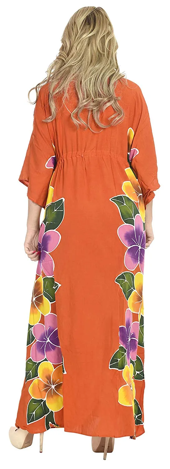 LA LEELA Printed Long Maxi Dress Plus Size Swimwear Bathing Suit Cover up Caftan