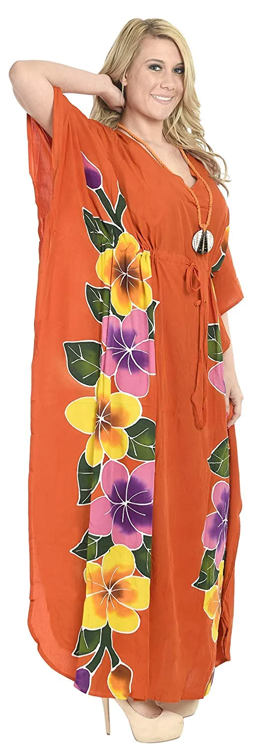 LA LEELA Printed Long Maxi Dress Plus Size Swimwear Bathing Suit Cover up Caftan