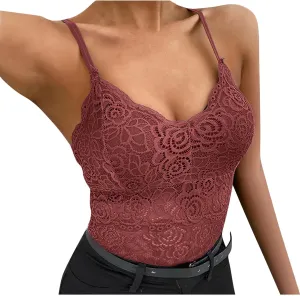 Lace Bralettes for Women Sexy Push Up Cami Tops Wireless Bra Bustier Adjustable Strap Crop Top Underwear