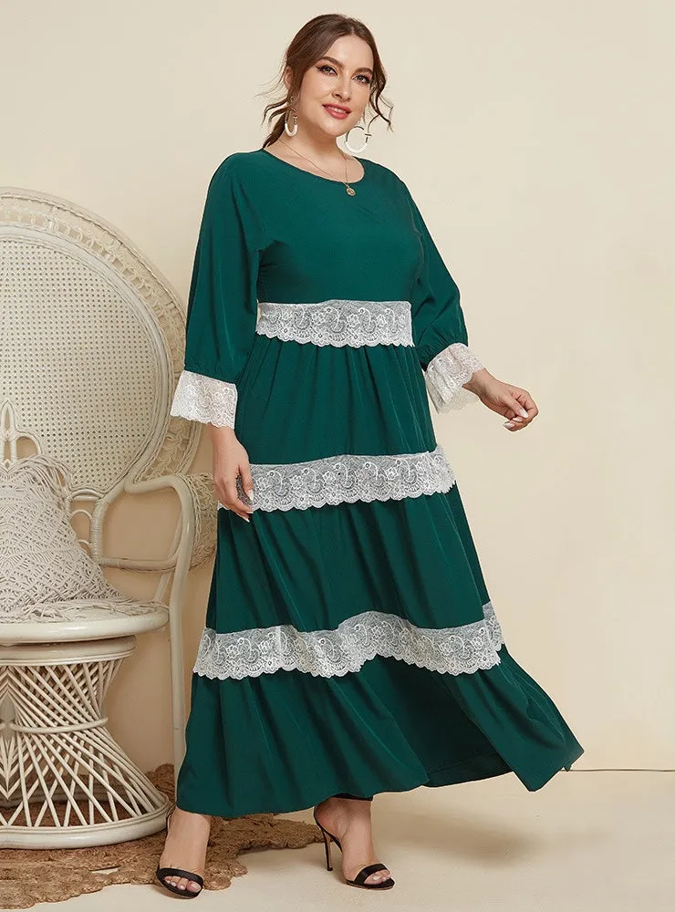 Lace Stitching Slim Long Sleeve Dress