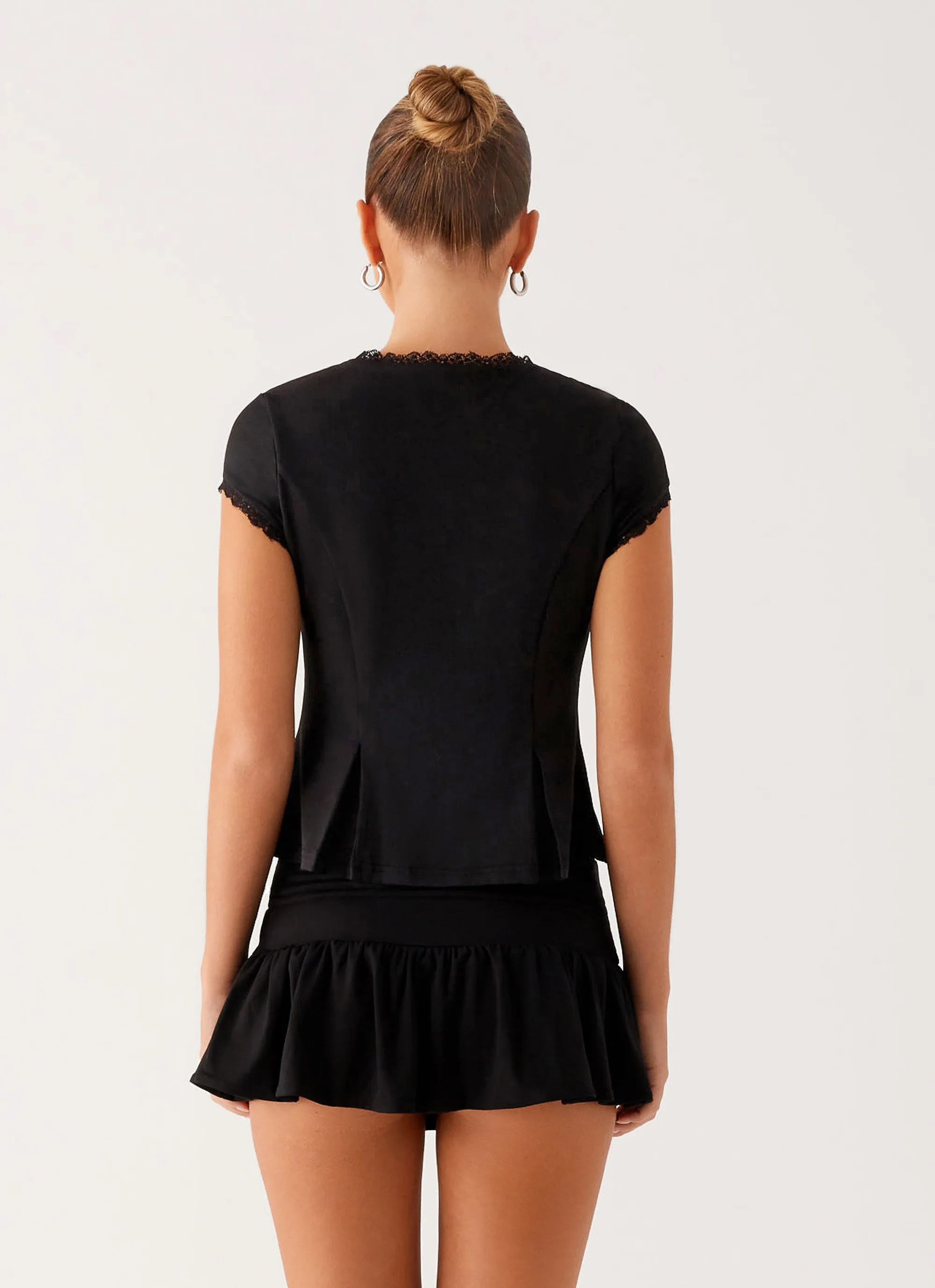Shape Retention Fabric Landon Button Up Top - Black