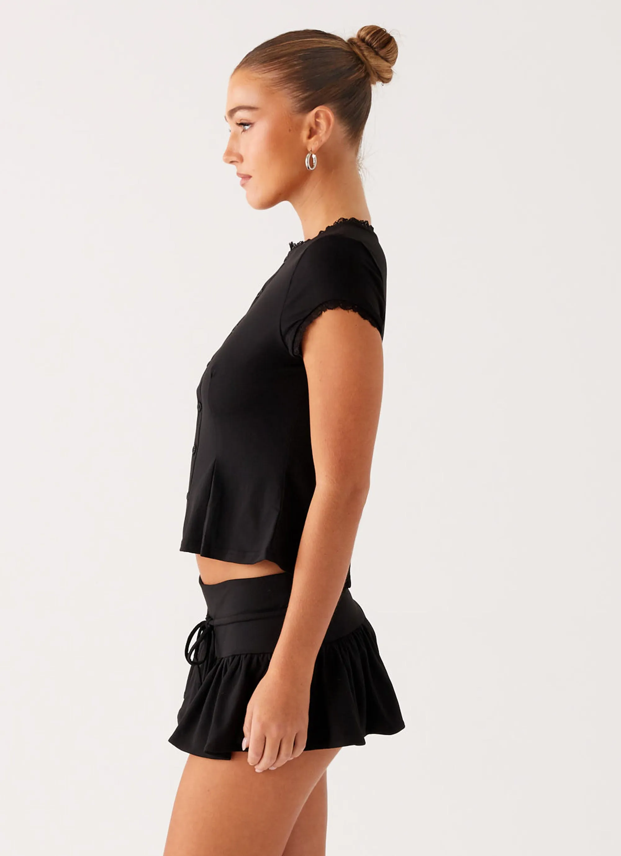 Landon Mini Skort - Black Side Pockets
