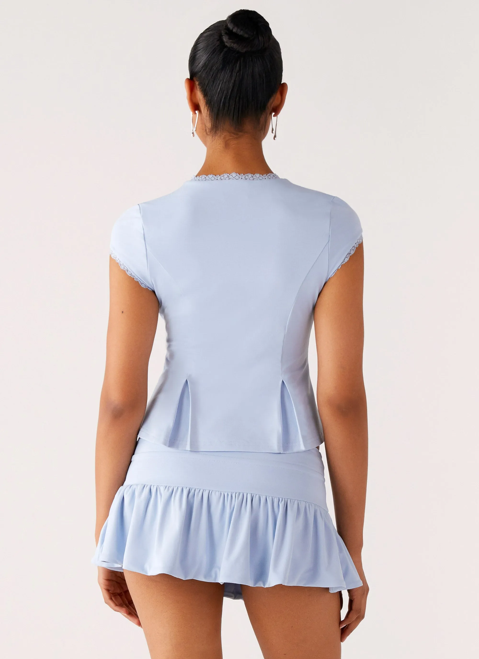 Pastel tone Matching Belt Landon Mini Skort - Blue