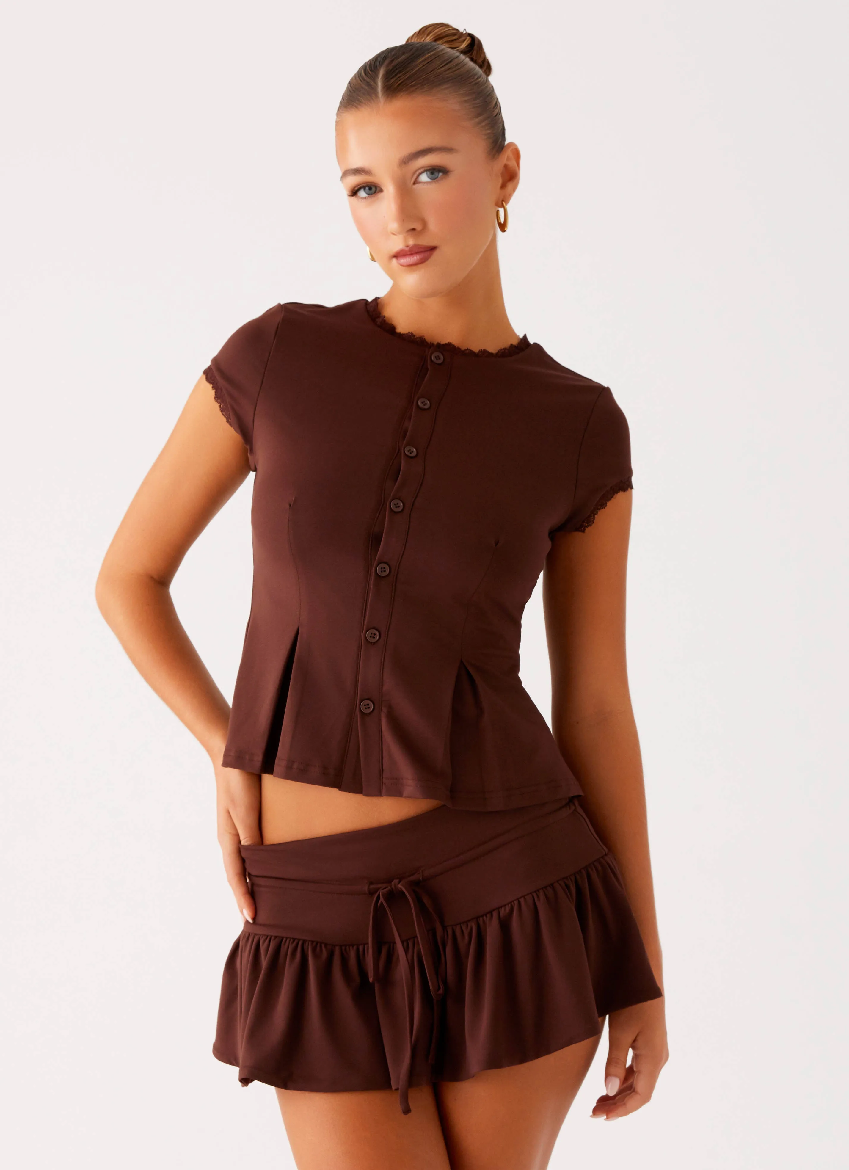 Landon Mini Skort - Chocolate Neat Look