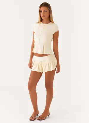 Landon Mini Skort - Lemon No Slip Grip Landon Mini Skort - Lemon Flow Look