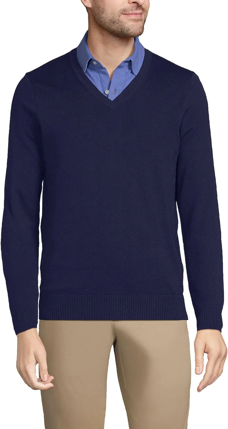Lands' End Men's Cotton Modal V-Neck Sweater