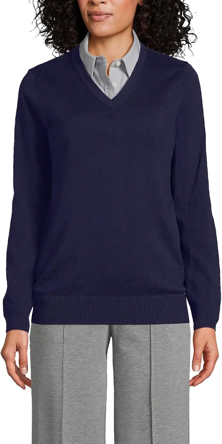 Lands' End Men's Cotton Modal V-Neck Sweater