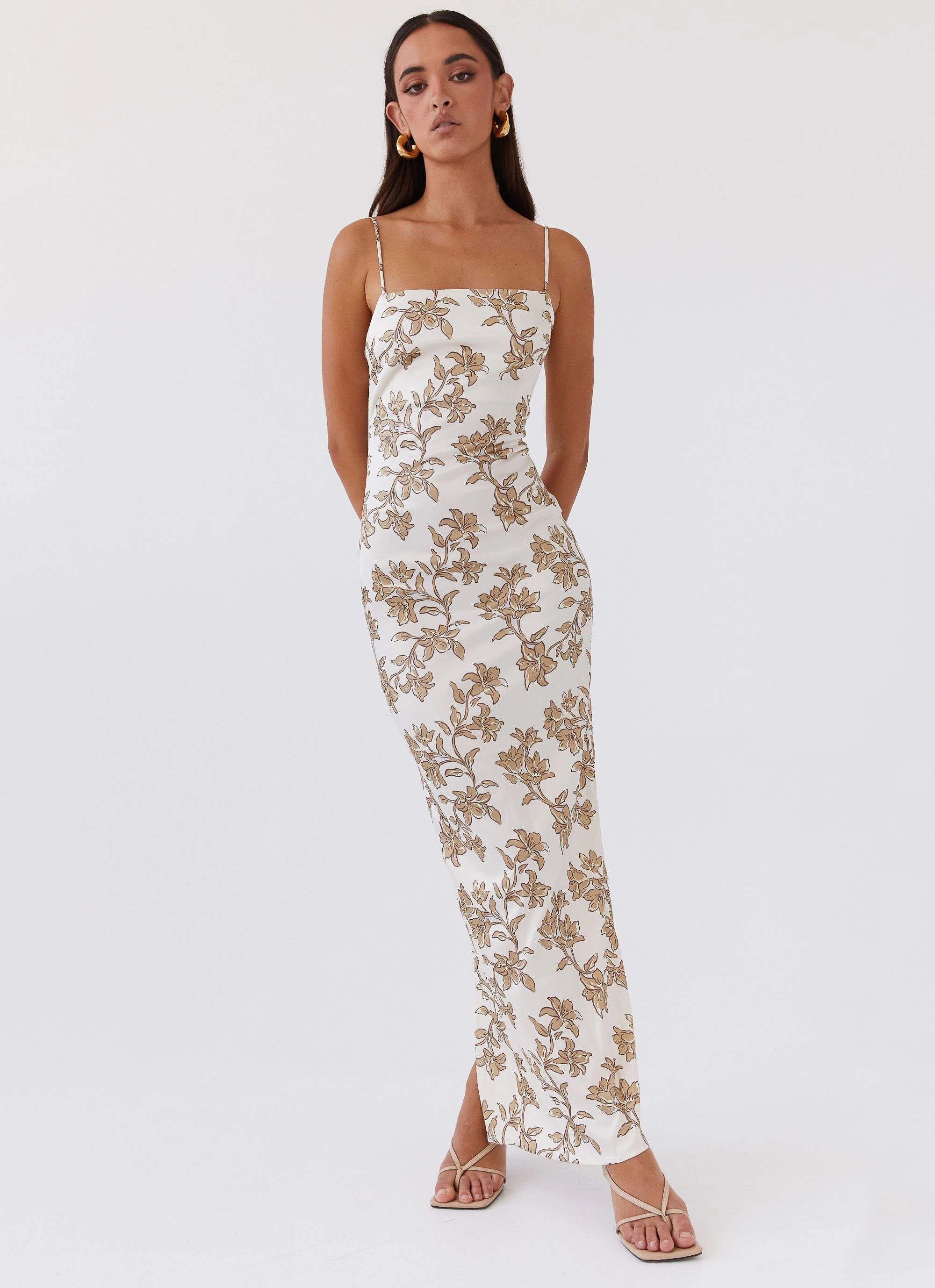 Lara Satin Maxi Dress - Hazel Bloom Clean Structure