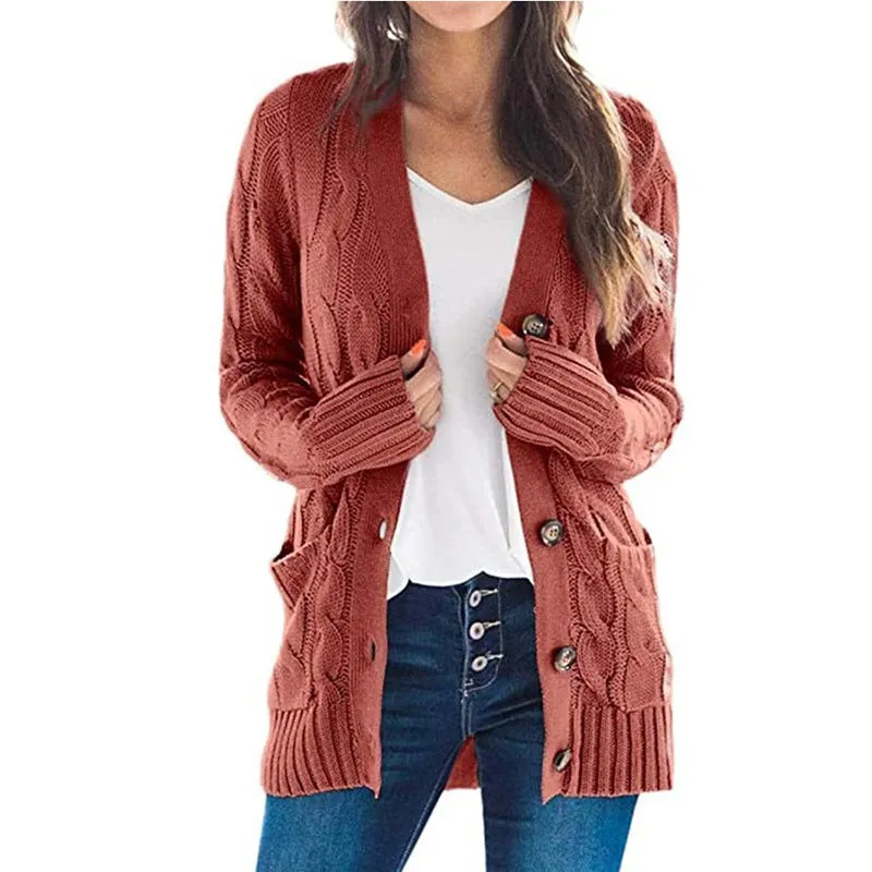 Large Long Sleeve Size Cardigan Knitted Women's Mid-length Coat
