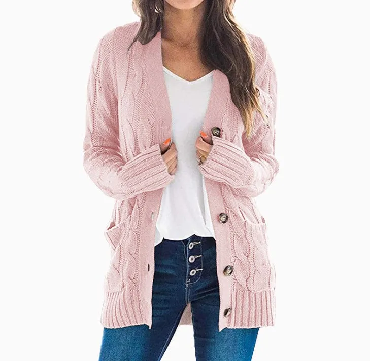 Large Long Sleeve Size Cardigan Knitted Women's Mid-length Coat