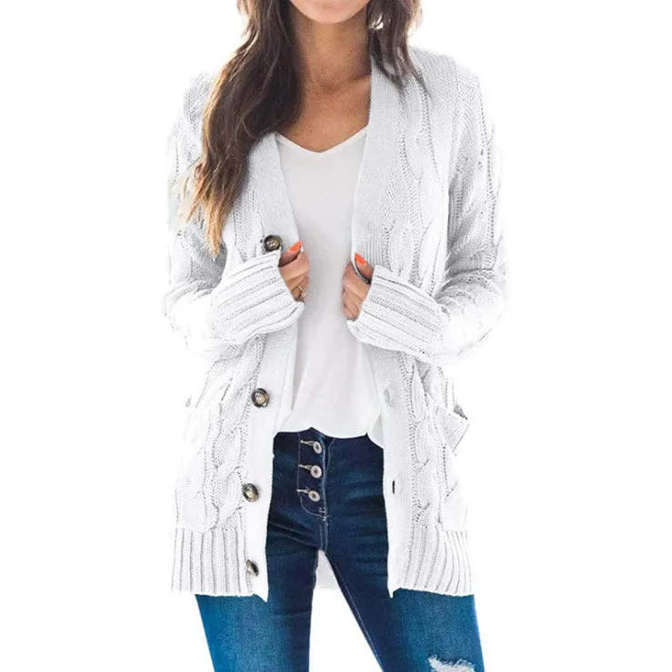 Large Long Sleeve Size Cardigan Knitted Women's Mid-length Coat