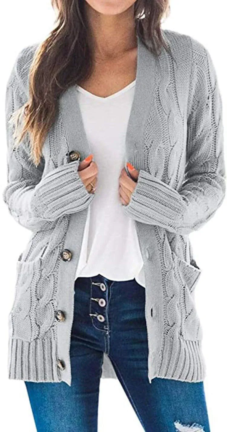 Large Long Sleeve Size Cardigan Knitted Women's Mid-length Coat