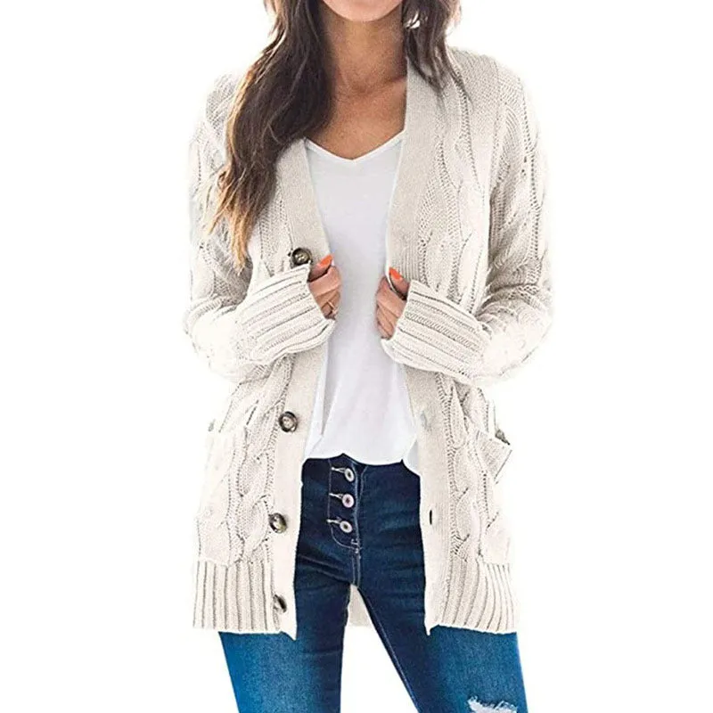 Large Long Sleeve Size Cardigan Knitted Women's Mid-length Coat